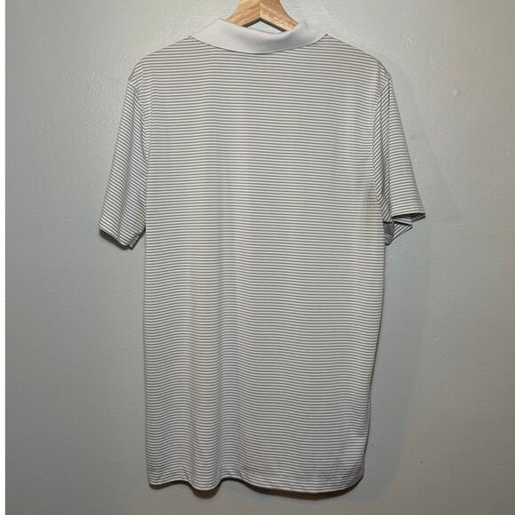 Mens Size L Nike Golf Dri-Fit Gray & White Striped Polo Shirt Embroidered Swoosh - Picture 4 of 4